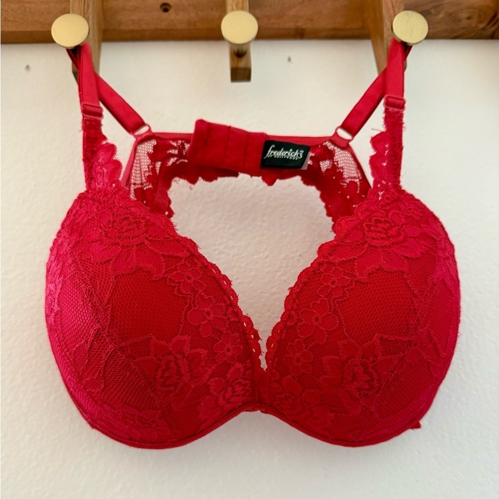 Frederick's of Hollywood Red Lace Push-Up Bra 38B